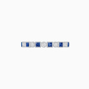 Vintage Inspired Diamond and Spinel Stackable Half Band - 14k Wight Gold - Shahin Jewelry